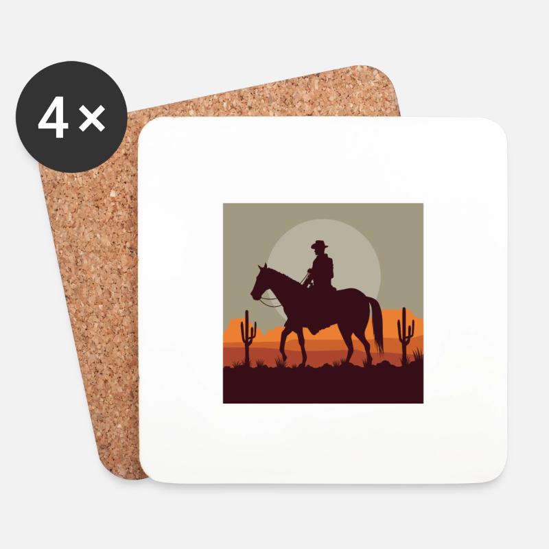 Westernreiter - Untersetzer (4er-Set) - Weiß