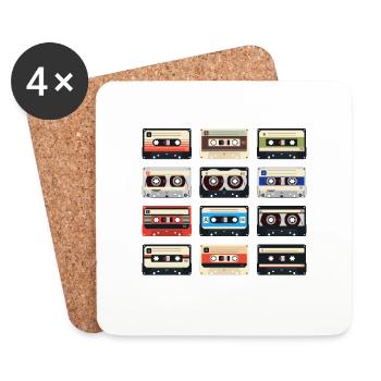#Music retro vintage cassette tape 80s - Coasters (set of 4) - white - Front