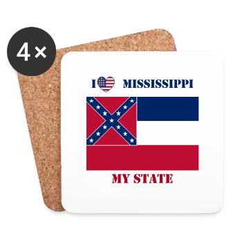 I love MISSISSIPPI MY STATE - Dessous de verre (lot de 4) - blanc - Devant