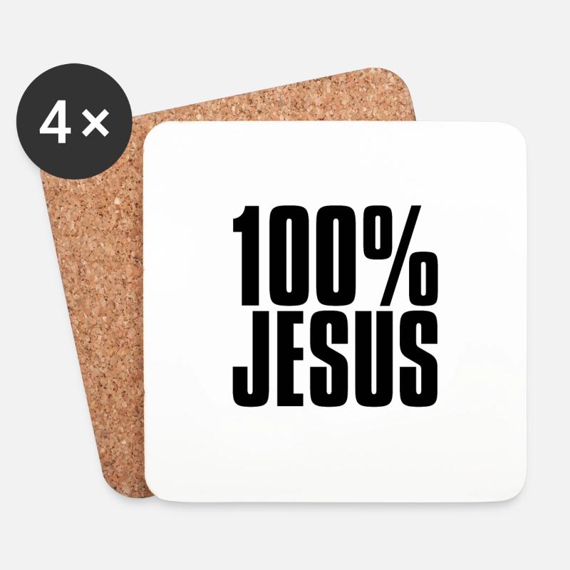 100% JESUS - Untersetzer (4er-Set) - Weiß