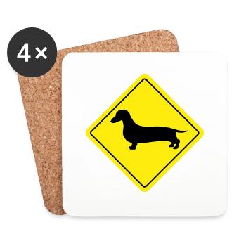 Yellow Dachshund Teckel sign - Coasters (set of 4) - white - Front