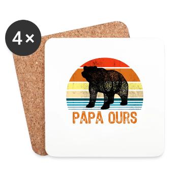 Mann Papa Bär - Untersetzer (4er-Set) - Weiß - Vorne