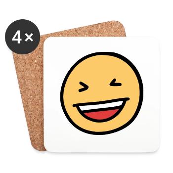 Drôle rire visage Emoji - Dessous de verre (lot de 4) - blanc - Devant
