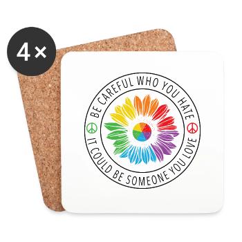 Love Love Gay Rainbow LGBT Design - Coasters (set of 4) - white - Front