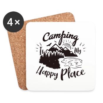 Camping Is My Happy Place - Coasters (set of 4) - white - Front