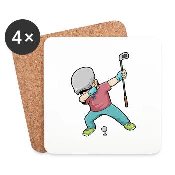 Dab Golf Polka dot Golf Golfer - Coasters (set of 4) - white - Front