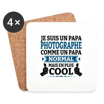 JE SUIS UN PAPA PHOTOGRAPHE - Dessous de verre (lot de 4) - blanc - Devant