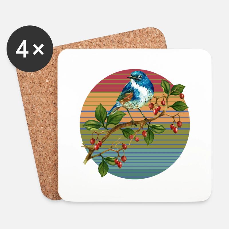 Bunter Vogel - Untersetzer (4er-Set) - Weiß
