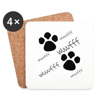 Pattes de chiens fille garçon et pull bébé - Dessous de verre (lot de 4) - blanc - Devant