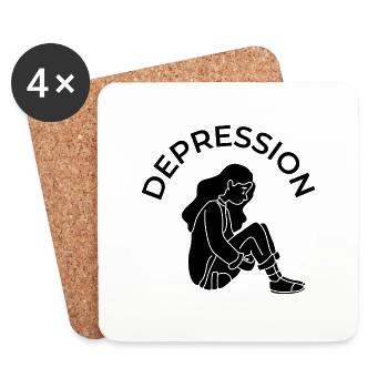 Depression - Untersetzer (4er-Set) - Weiß - Vorne