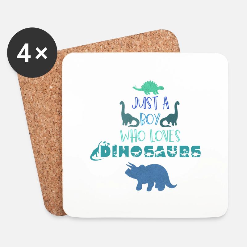 Nur ein Junge, der Dinosaurier liebt - Untersetzer (4er-Set) - Weiß
