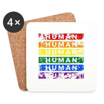 LGBT Human Mensch Regenbogen Geschenkidee - Untersetzer (4er-Set) - Weiß - Vorne