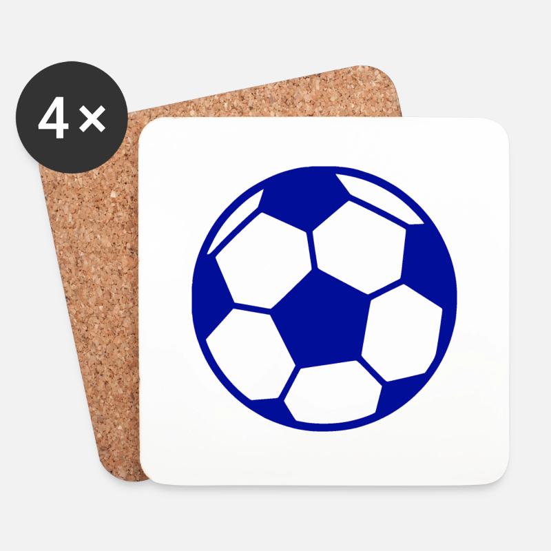 Fussball blau - Untersetzer (4er-Set) - Weiß