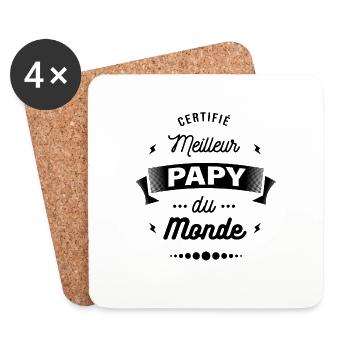 CERTIFIÉ MEILLEUR PAPY DU MONDE - Dessous de verre (lot de 4) - blanc - Devant