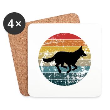 Berger allemand - Dessous de verre (lot de 4) - blanc - Devant