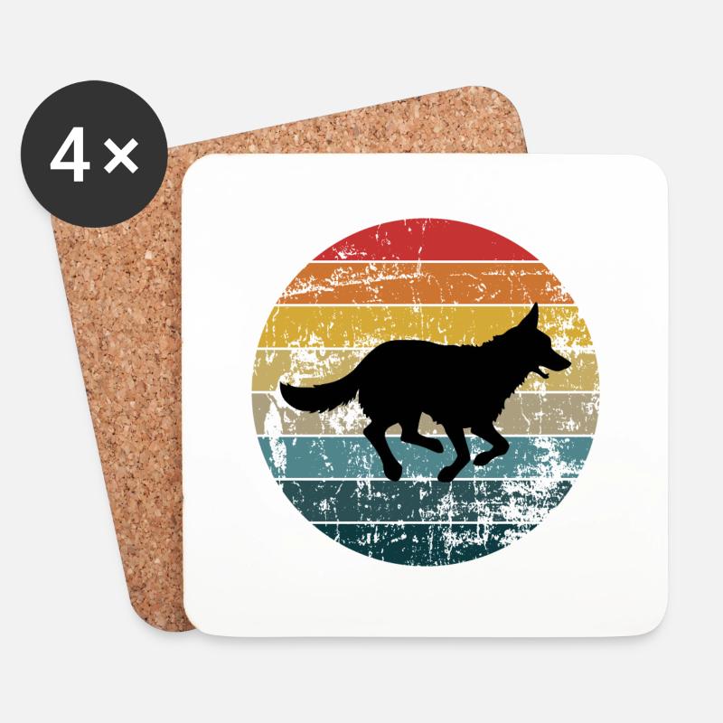 German Shepherd - Coasters (set of 4) - white