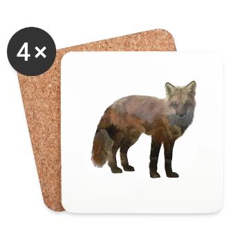 renard - Dessous de verre (lot de 4) - blanc - Devant