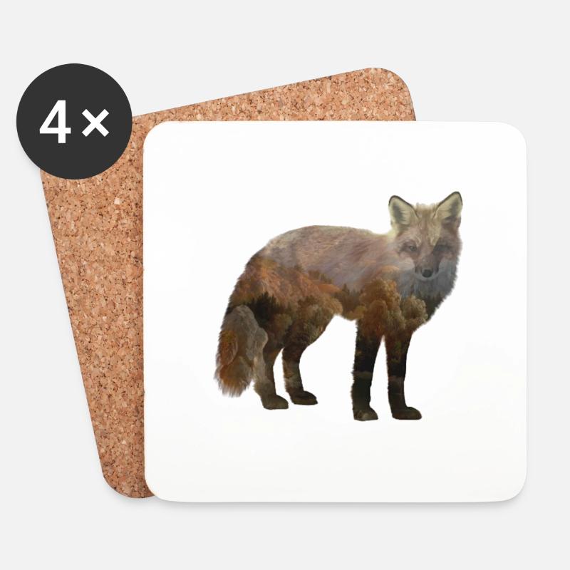 fox - Coasters (set of 4) - white