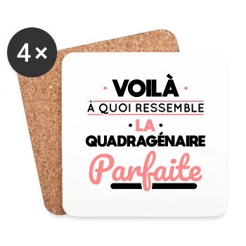 Anniversaire 40 ans - Quadragénaire parfaite - Dessous de verre (lot de 4) - blanc - Devant