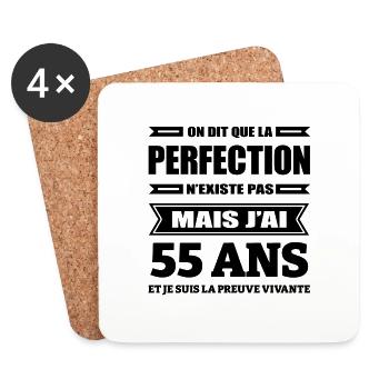 LA PERFECTION À 55 ANS - Dessous de verre (lot de 4) - blanc - Devant