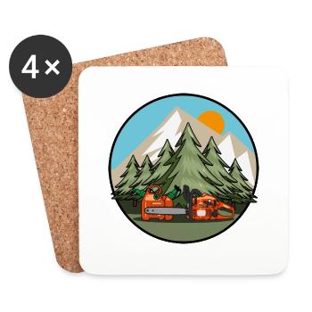 Kettensäge - Natur - Untersetzer (4er-Set) - Weiß - Vorne