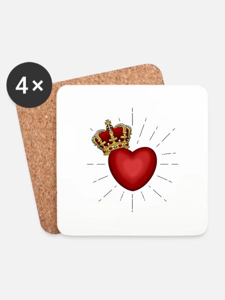 Heart with crown - Tattoo Inspired Design - Coasters (set of 4) - white
