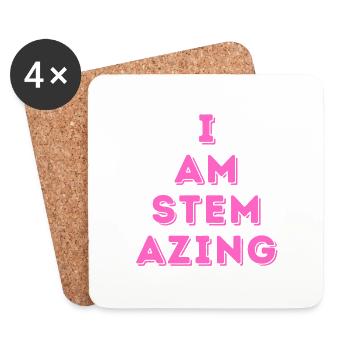 I AM STEM AZING Pink - Coasters (set of 4) - white - Front