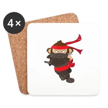 Ninja Affe Lustige Geschenkidee - Untersetzer (4er-Set) - Weiß - Vorne