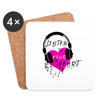 Listen to your heart - Untersetzer (4er-Set) - Weiß - Vorne