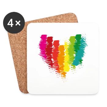 herz, regenbogen,pinsel,malerei,bunt - Untersetzer (4er-Set) - Weiß - Vorne
