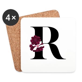 flowery letter R - Coasters (set of 4) - white - Front
