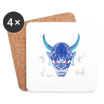 Mythologie Japanischer Oni Blau Dämon Geschenkidee - Untersetzer (4er-Set) - Weiß - Vorne