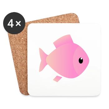 Sunrise Pink und Peach Ombre Skizzierter Fisch - Untersetzer (4er-Set) - Weiß - Vorne