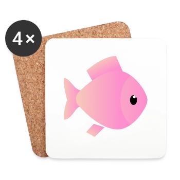 Sunrise Pink und Peach Ombre Fisch - Untersetzer (4er-Set) - Weiß - Vorne