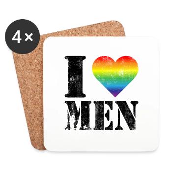 I love Men LGBTQ Pride Month Gay Lesbian - Coasters (set of 4) - white - Front