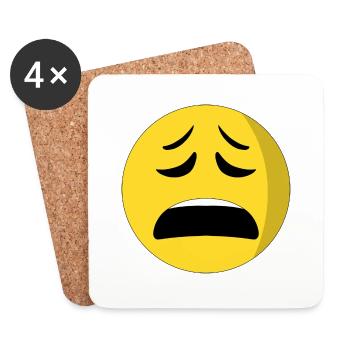exhausted face emoiji - Coasters (set of 4) - white - Front