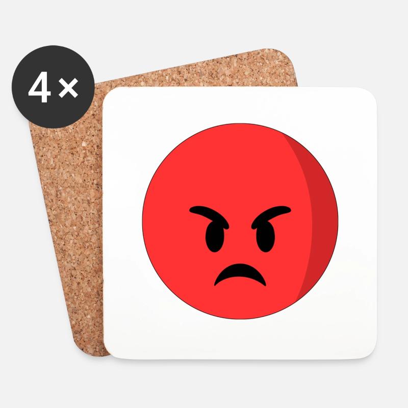 Wütendes Gesicht Emoji - Untersetzer (4er-Set) - Weiß