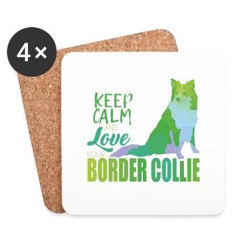Border Collie - Dessous de verre (lot de 4) - blanc - Devant