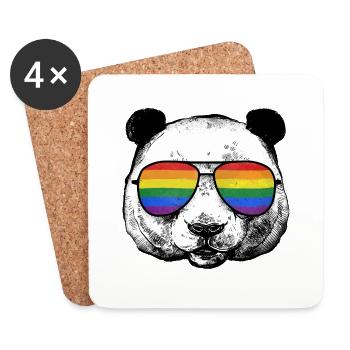 LGBT Panda Rainbow Flag LGBTQ Gay Pride - Coasters (set of 4) - white - Front