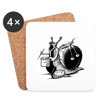 Schlagzeug-Schnecke Design - Untersetzer (4er-Set) - Weiß - Vorne