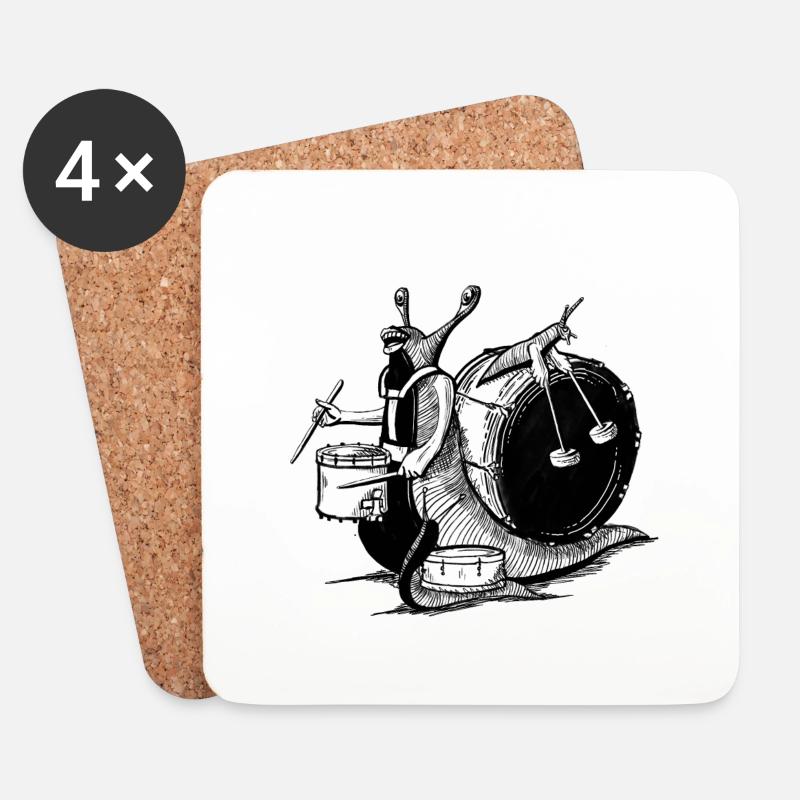 Schlagzeug-Schnecke Design - Untersetzer (4er-Set) - Weiß