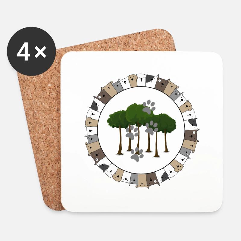 Hunde und Natur - Untersetzer (4er-Set) - Weiß
