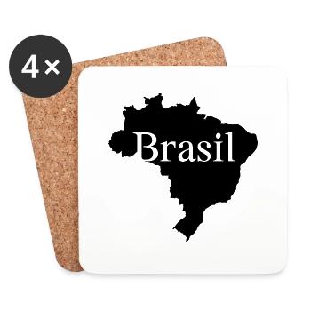 Brasilien Südamerika Rio de Janeiro Amazonas Karte - Untersetzer (4er-Set) - Weiß - Vorne