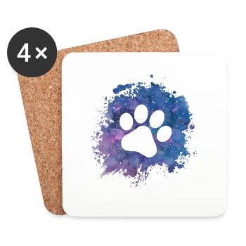 Paw Print Dog Paw Galaxy Dog Owners - Coasters (set of 4) - white - Front