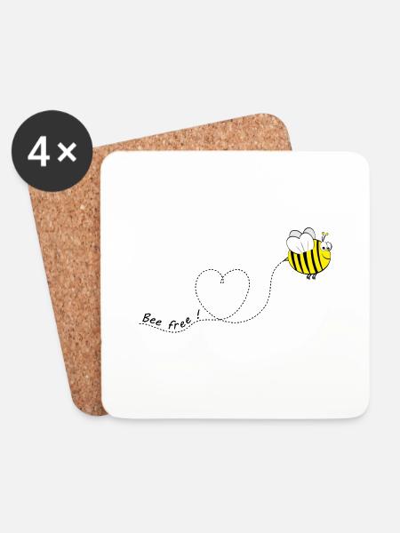 Bee free ! - Untersetzer (4er-Set) - Weiß