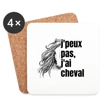 j'peux pas j'ai cheval - Dessous de verre (lot de 4) - blanc - Devant