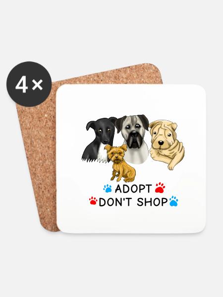 Adopt dont Shop Many dogs - Untersetzer (4er-Set) - Weiß