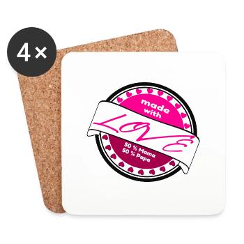 50%Mama 50% Papa Mädchen - Untersetzer (4er-Set) - Weiß - Vorne