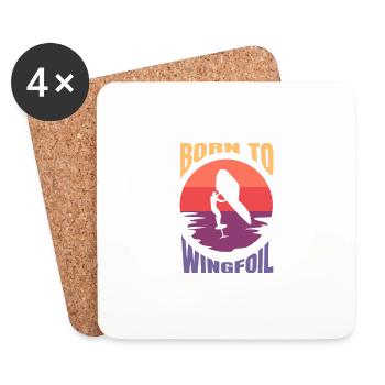 Surf Born to Wingfoil Wingfoiler Geschenkidee - Untersetzer (4er-Set) - Weiß - Vorne