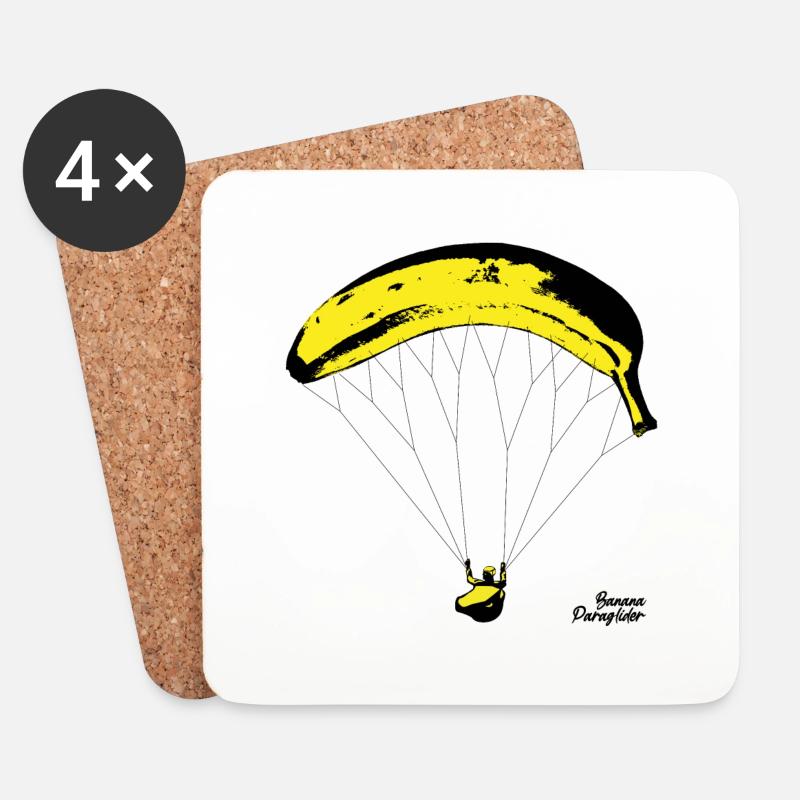 Banana Parglider 🍌 Bananen Gleitschirm - Untersetzer (4er-Set) - Weiß